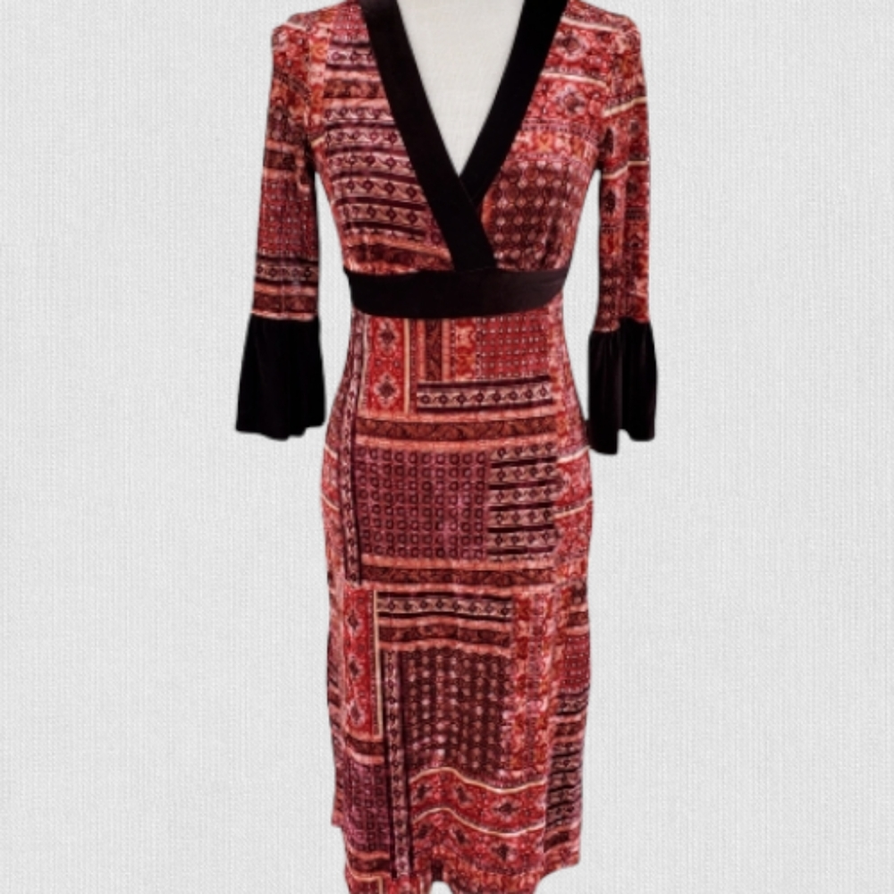 Anthropologie Red and Black Midi Dress